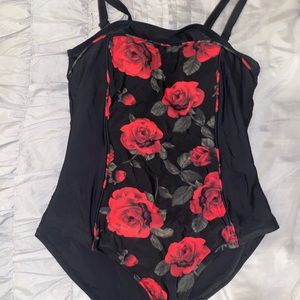 One piece rose bathing suit